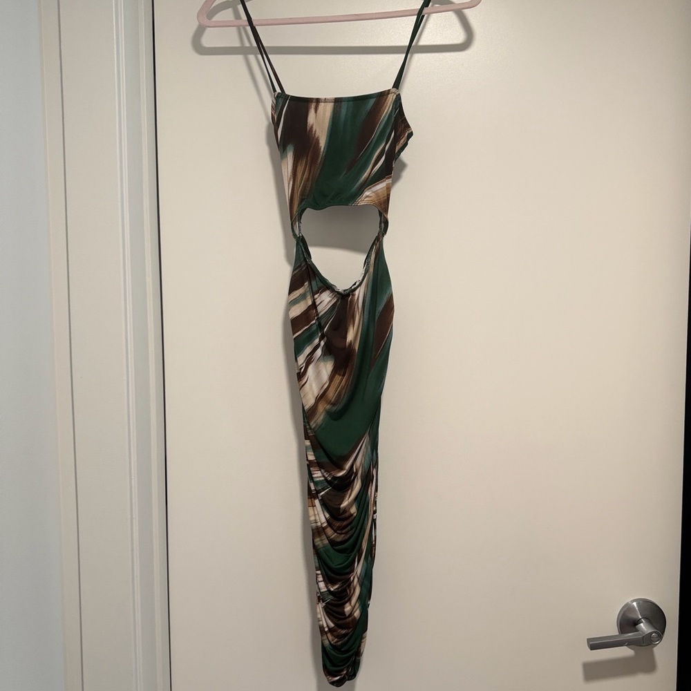 Windsor Green and Brown Backless Dress